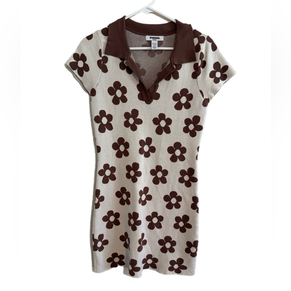 RSQ Brown and Cream Floral Mini Dress 🌼 - Picture 4 of 9